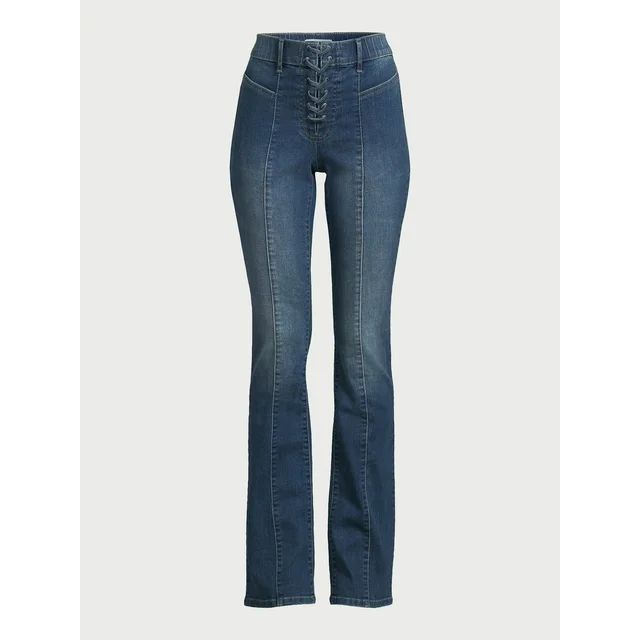 Sofia Jeans Women's Marisol Bootcut Mid Rise Lace Up Jeans, 32.5" Inseam, Sizes 2-20 | Walmart (US)