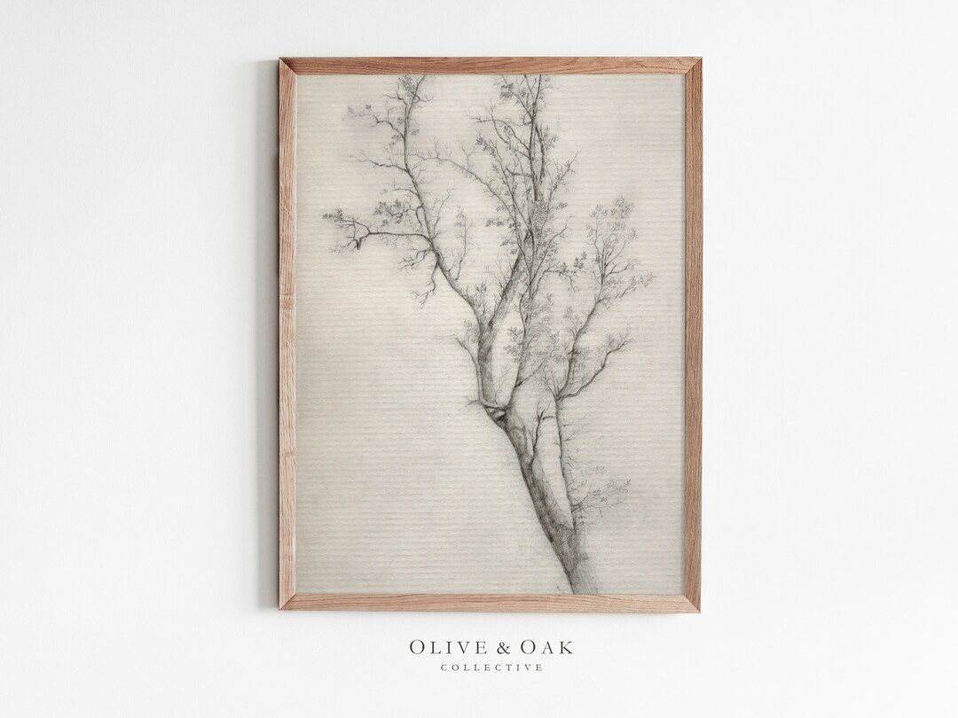 Neutral Tree Sketch / Rustic Tree Branch Drawing Print / - Etsy | Etsy (US)