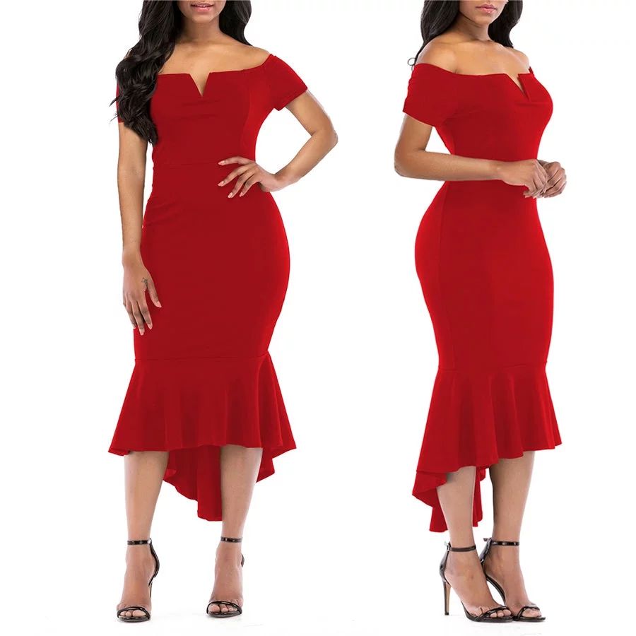 KISSMODA Women Dresses Summer Dress V-Neck Short Sleeve Cocktail Dress Ruffles Formal Bodycon Par... | Walmart (US)