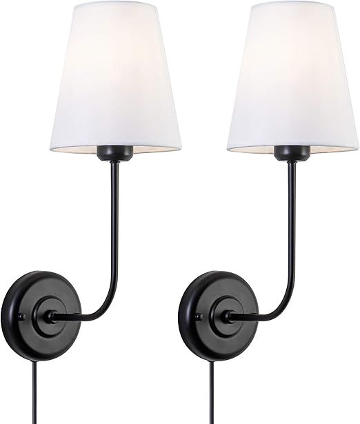 Passica Fabric Wall Lamp Plug in 2 Pack(Black) | Amazon (US)