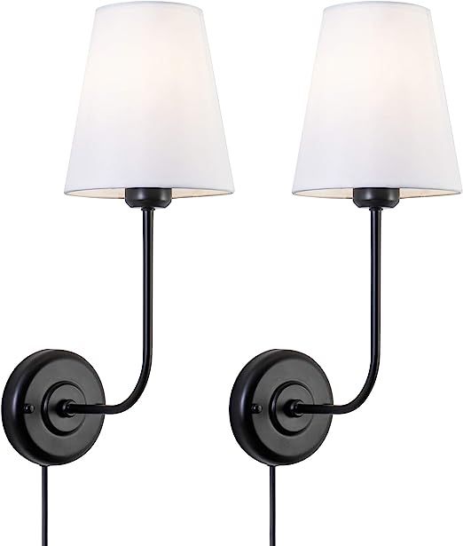 Passica Fabric Wall Lamp Plug in 2 Pack(Black) | Amazon (US)