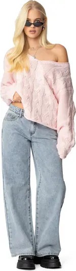 Inga Oversize V-Neck Cable Sweater | Nordstrom