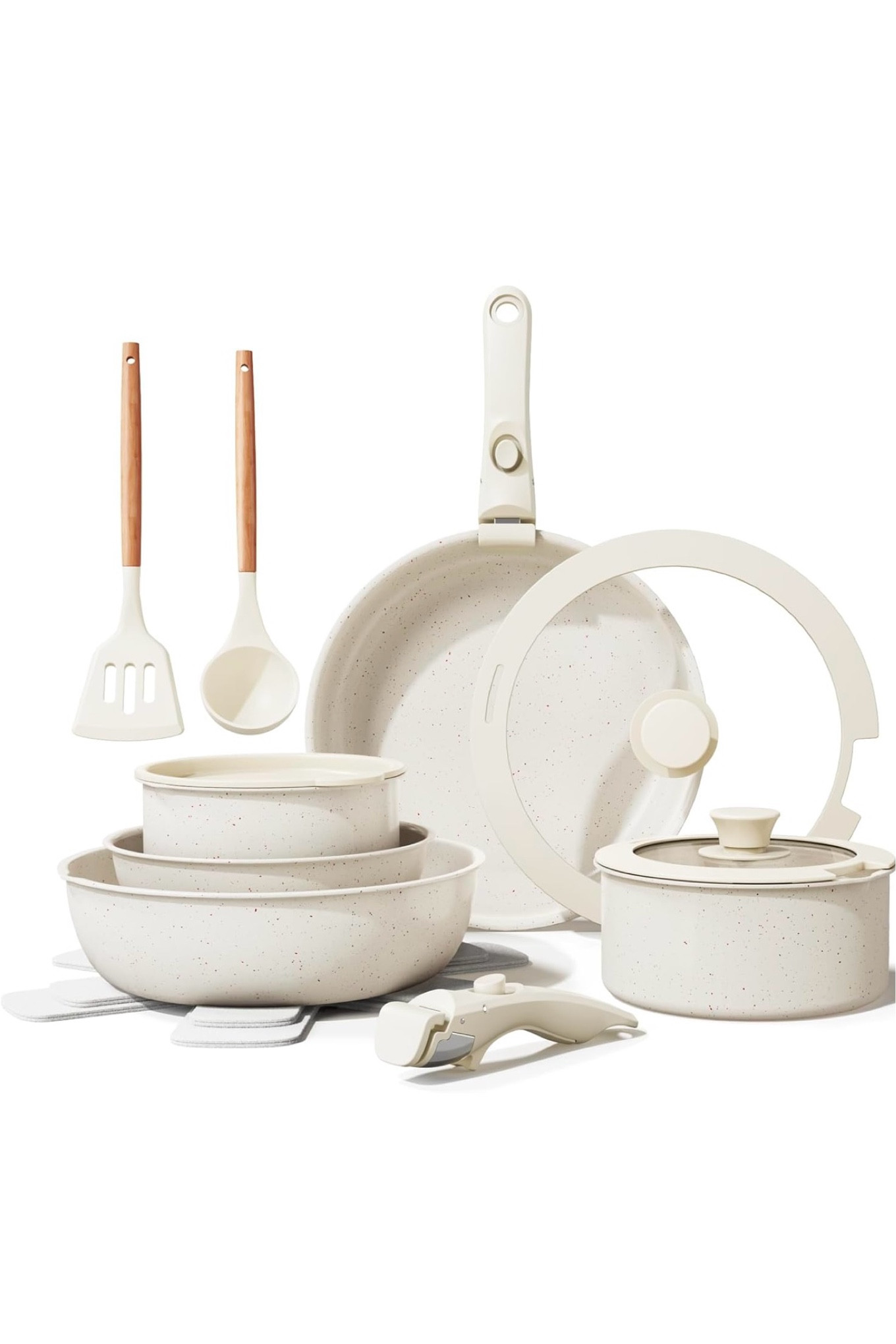 Ceramic Nonstick Cookware Set, Healthy,Non Toxic,17-Pieces Pots and Pans Set Removable Handles,Induction RV Kitchen Set,Stain & Scratch-resistant,Dishwasher/Oven Safe,PFAS/PFOA Free,Cream White — ON SALE! Less than $60

#LTKSaleAlert #LTKHome #LTKFindsUnder50