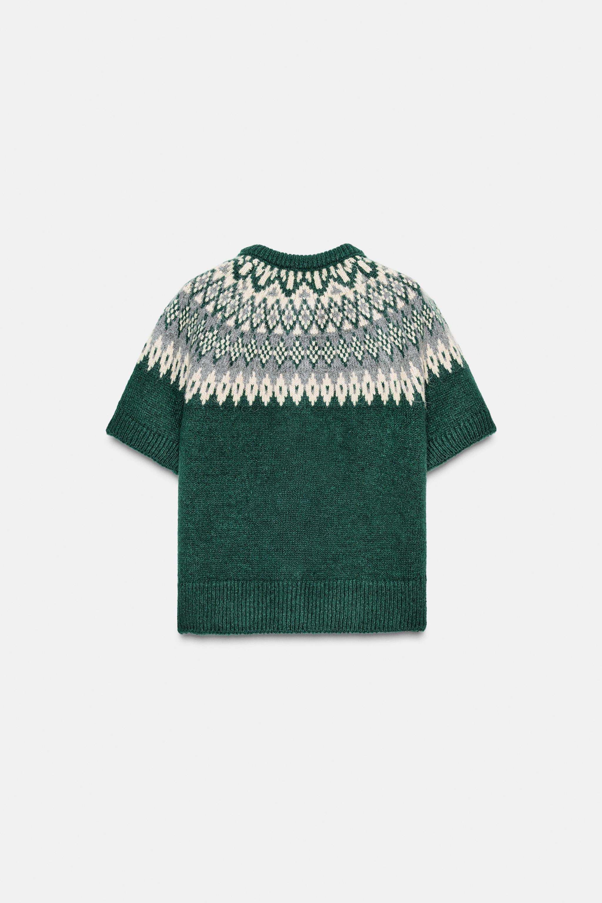 JACQUARD KNIT SHORT SLEEVE CARDIGAN | Zara UK