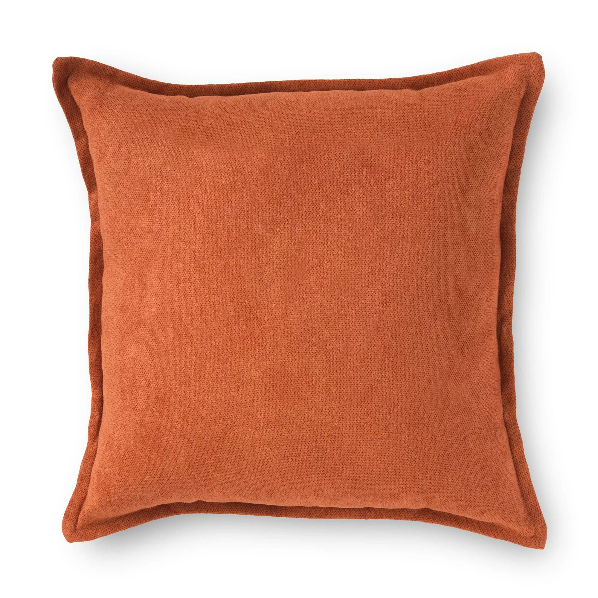Mainstays Faux Suede Decorative Throw Pillow with Flange, 18" x 18", Baked Clay | Walmart (US)