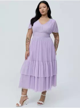 Flutter Sleeve Tulle Maxi Dress | Torrid (US & Canada)