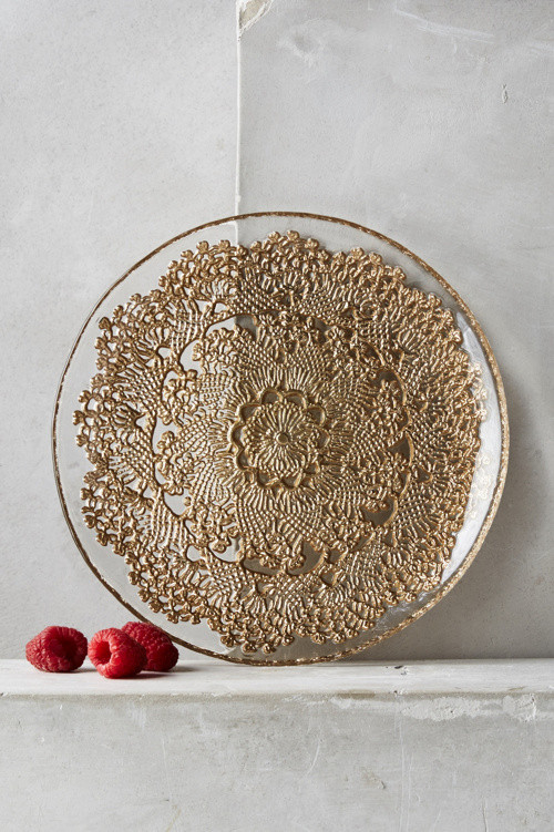 Metallic Lace Dessert Plate | Anthropologie (US)