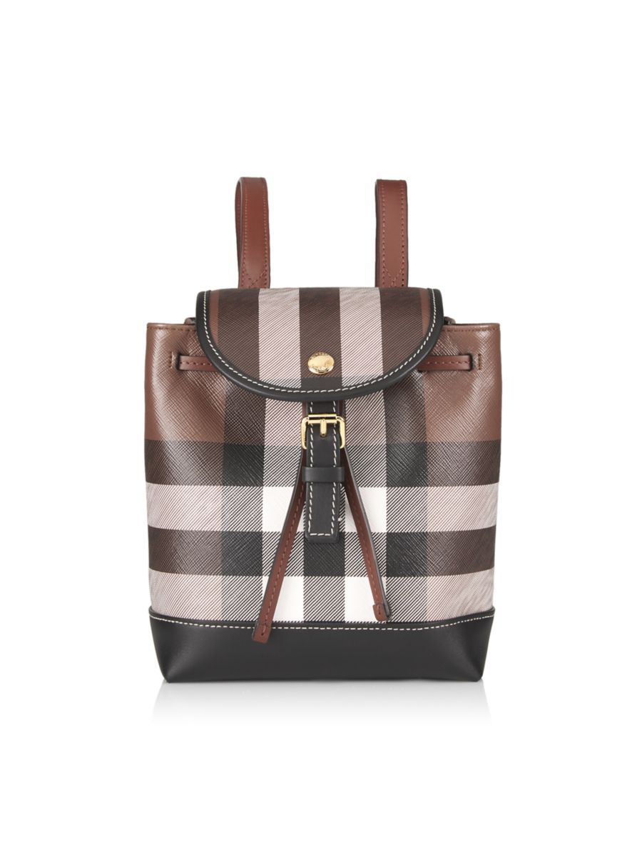 Shop Burberry Canvas and Leather Check Micro Backpack | Saks Fifth Avenue | Saks Fifth Avenue