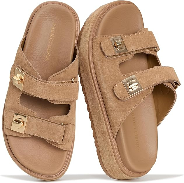 Project Cloud Platform Sandals Women - Memory Foam Insole Slides Women with Adjustable Buckle - N... | Amazon (US)