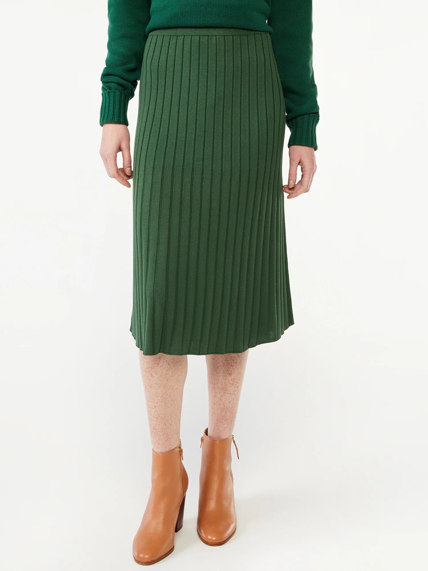 Free Assembly Women's Pleated Midi Sweater Skirt | Walmart (US)