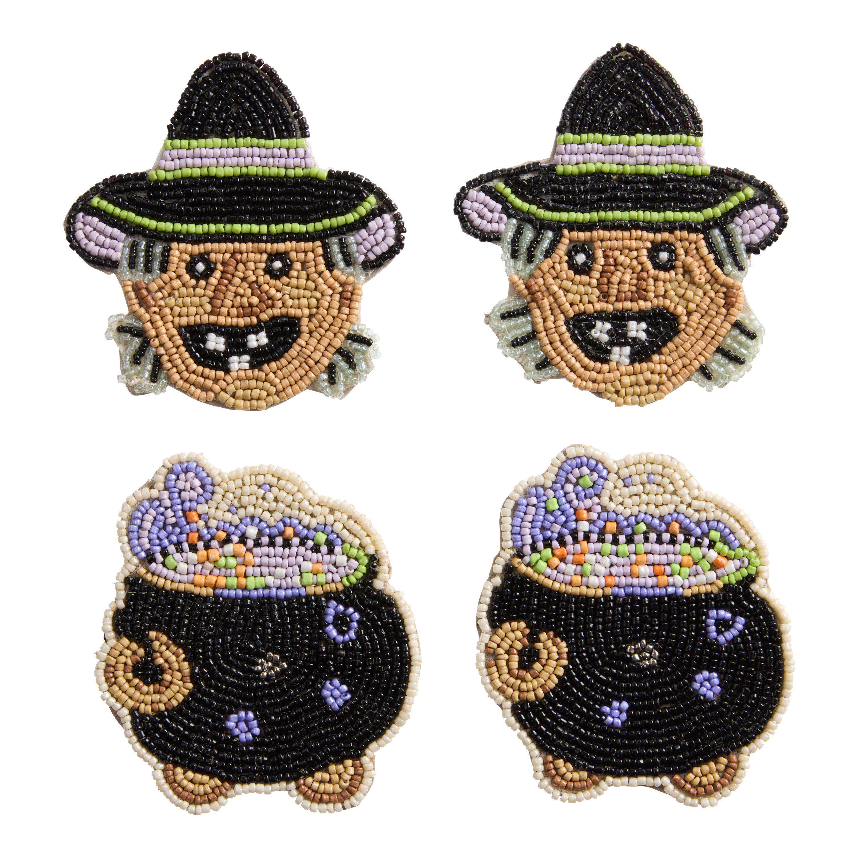 Witch and Cauldron Beaded Coasters 4 Pack | World Market