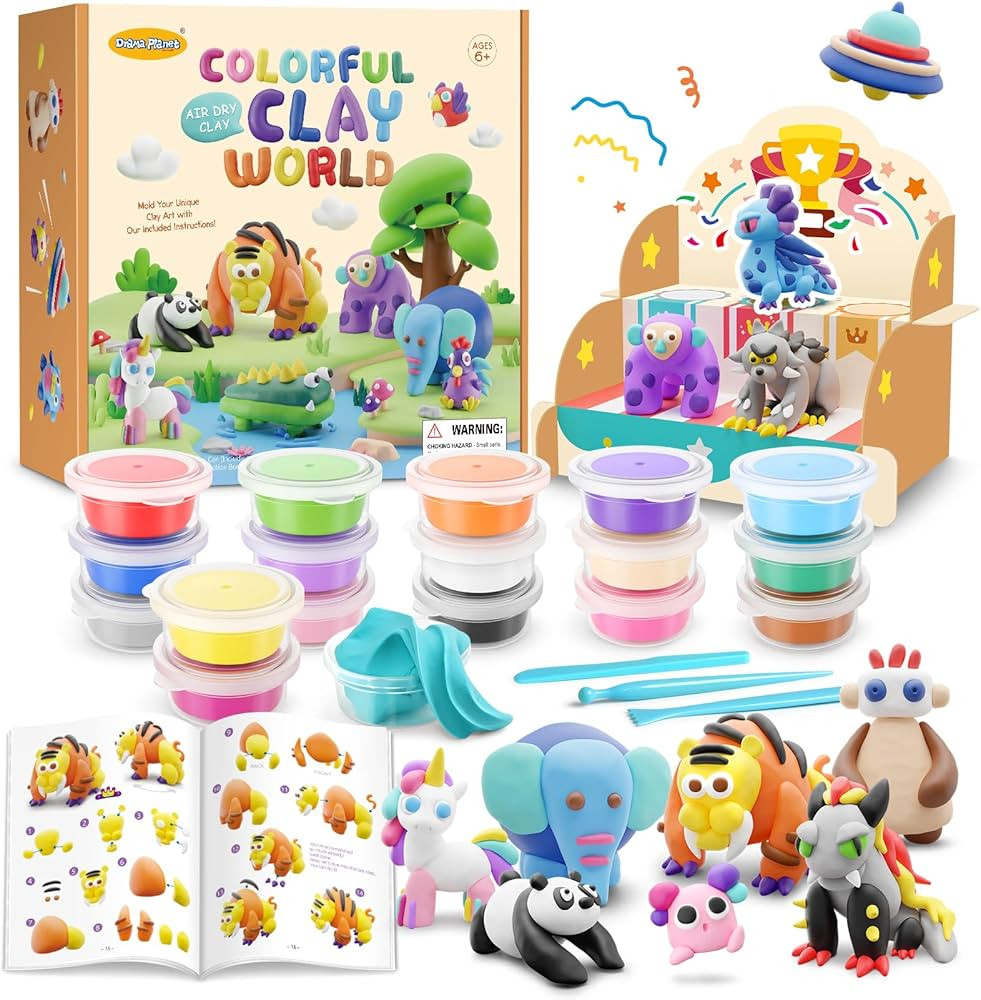 Air Dry Clay Kit for Kids - Comes with Instructional Guide Featuring 4 Scenes & 26 Projects Tutor... | Amazon (US)