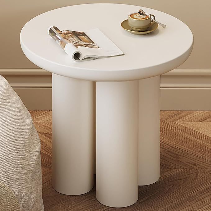 Cream White Coffee Table, 21.65" Small Drinking Table, Round Side Table, Modern Tea Table with 4 ... | Amazon (US)