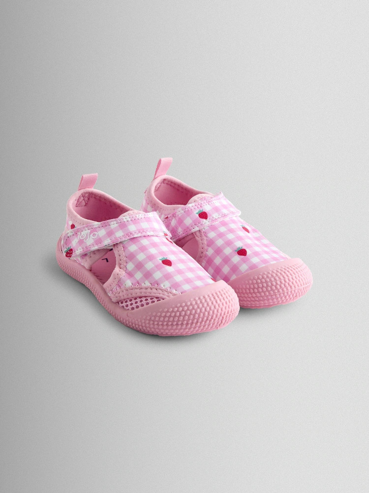 JoJo Maman Bébé Pink Strawberry Gingham Beach And Swim Sandals | Next US