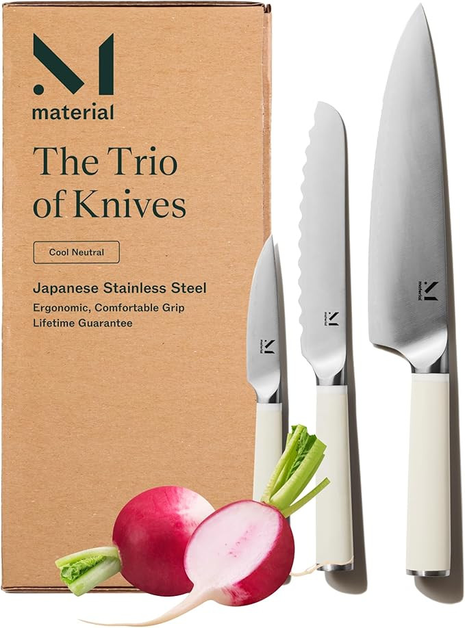 Material Kitchen Knife Set, 8 inch Chef Knife, 6 inch Serrated Bread Knife, 4 inch Small Paring K... | Amazon (US)