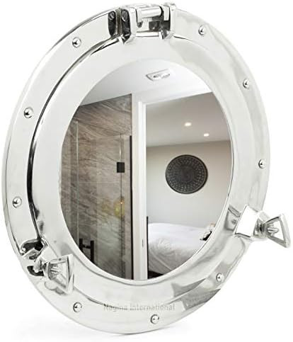 Metal Crafted Nickel Plated Aluminum Porthole Bathroom Decor Mirror | Nagina International (30 In... | Amazon (US)