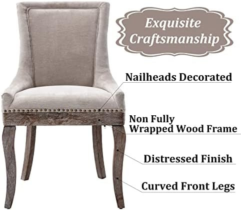 Fabric Upholstered Side Chairs Set of 2,AOOWOW Solid Wood Kitchen Dining Room Chairs with Nailheads  | Amazon (US)