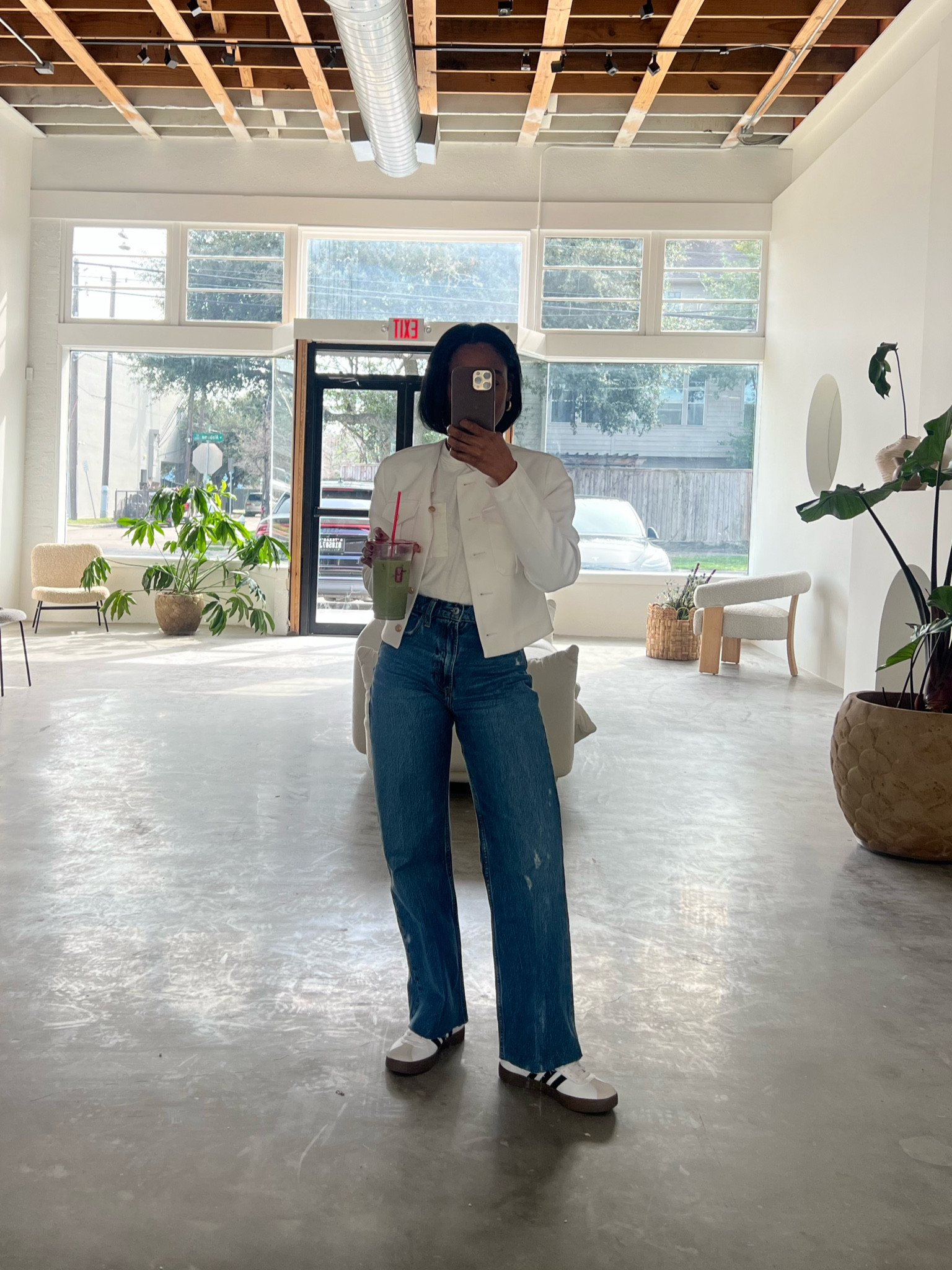 Cream lady jacket, straight leg jeans, and adidas sneakers 

#LTKstyletip #LTKshoecrush