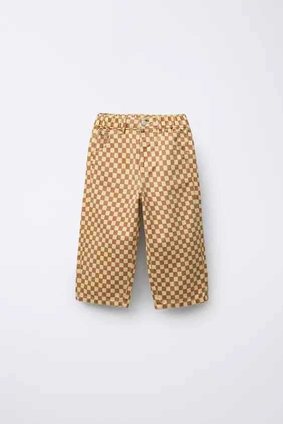 CHECKERBOARD TWILL PANTS | Zara US