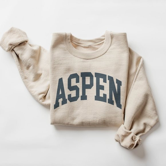 Aspen Colorado Vintage Aesthetic Ski Sweater - Sand Unisex Crewneck Sweatshirt | Poshmark