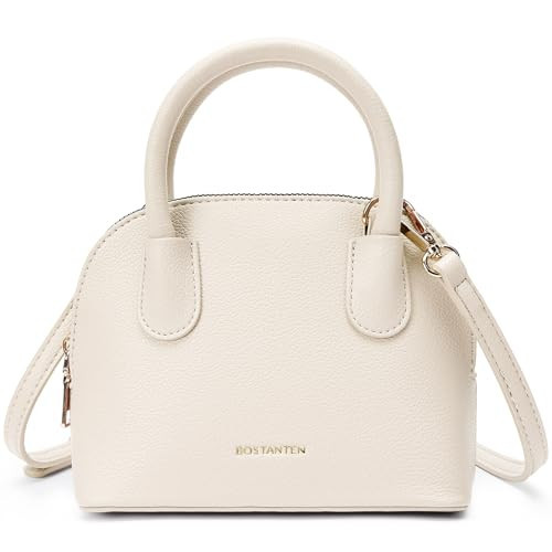 BOSTANTEN Small Crossbody Bag Mini Purses for Women Trendy Cute Vegan Leather Satchel Handbag with Detachable Shoulder Strap Beige | Amazon (US)