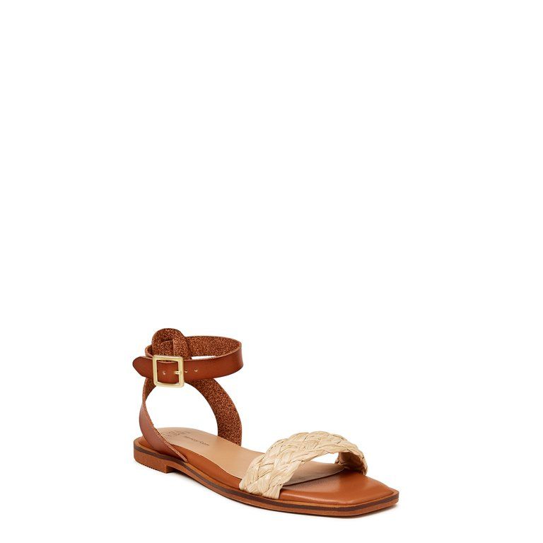 Time and Tru Women's Braided Ankle Strap Sandals | Walmart (US)