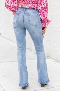 Thinking Out Loud Medium Wash Split Hem Stretch Jeans | Pink Lily
