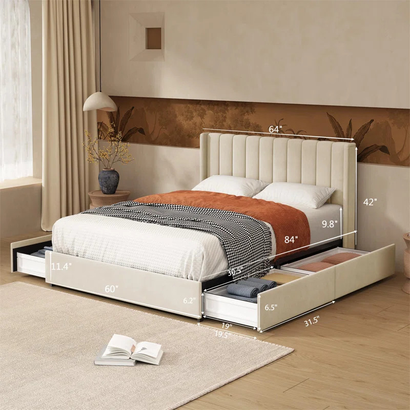 Latitude Run® Jeilyn Upholstered Platform Drawer Storage Bed & Reviews | Wayfair | Wayfair North America