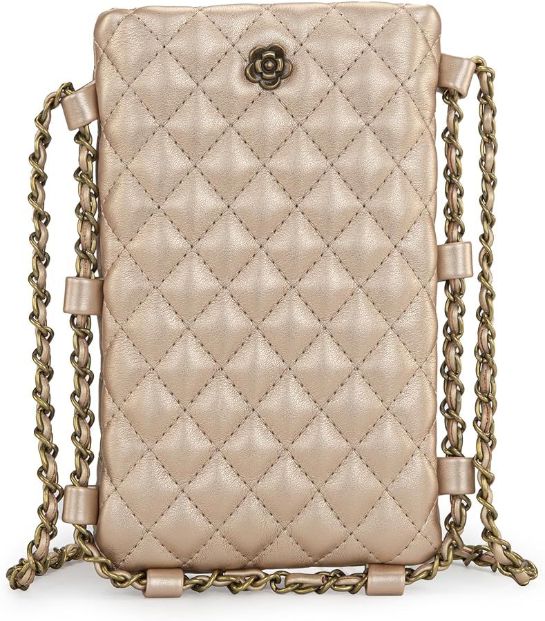 Montana West Small Crossbody Cell Phone Purse for Women Soft Chain Quilted Cellphone Wallet Bag | Amazon (US)