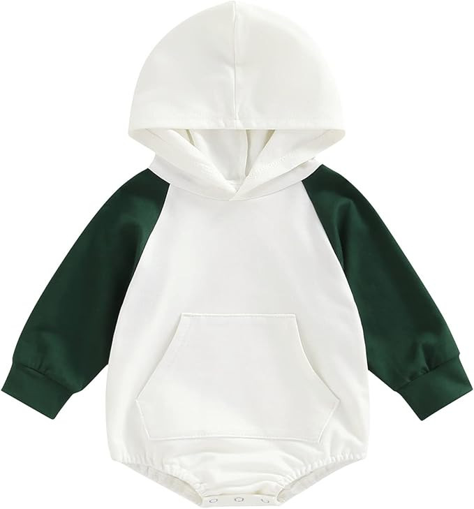 Infant Baby Boy Girl Fall Clothes Hoodie Pullover Sweatshirt Romper Color Block Long Sleeve Onesi... | Amazon (US)