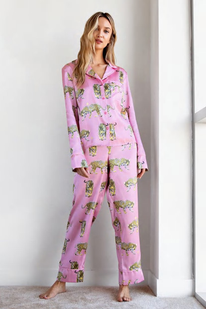 Cheetahs Always Prosper Satin Shirt and Pajama Set | Nasty Gal (US)