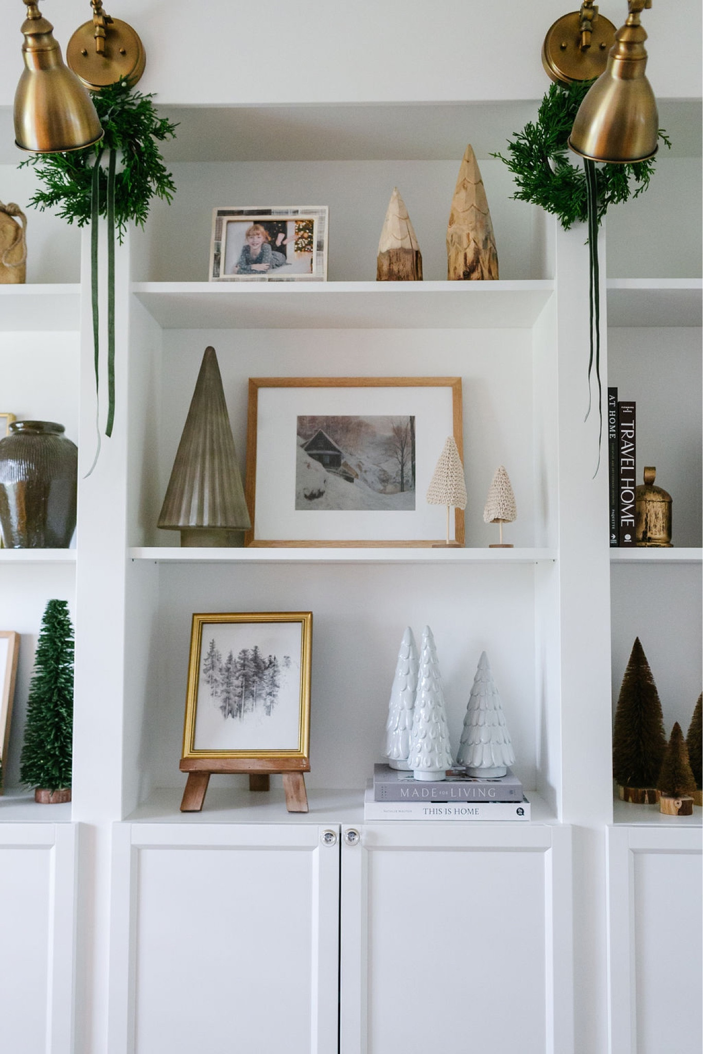 Christmas decor, holiday decor, faux trees, bookshelf decor, wreath, artwork,

#LTKhome #LTKSeasonal #LTKHoliday