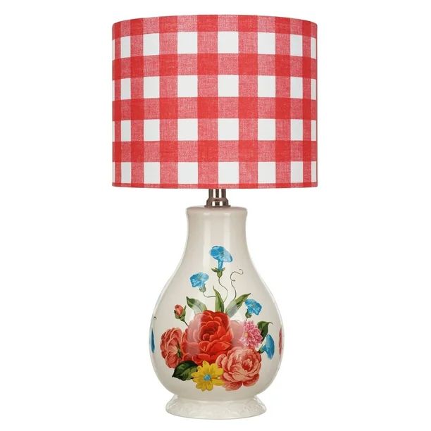 The Pioneer Woman Sweet Rose Table Lamp, Red Gingham Shade with LED Bulb Included | Walmart (US)