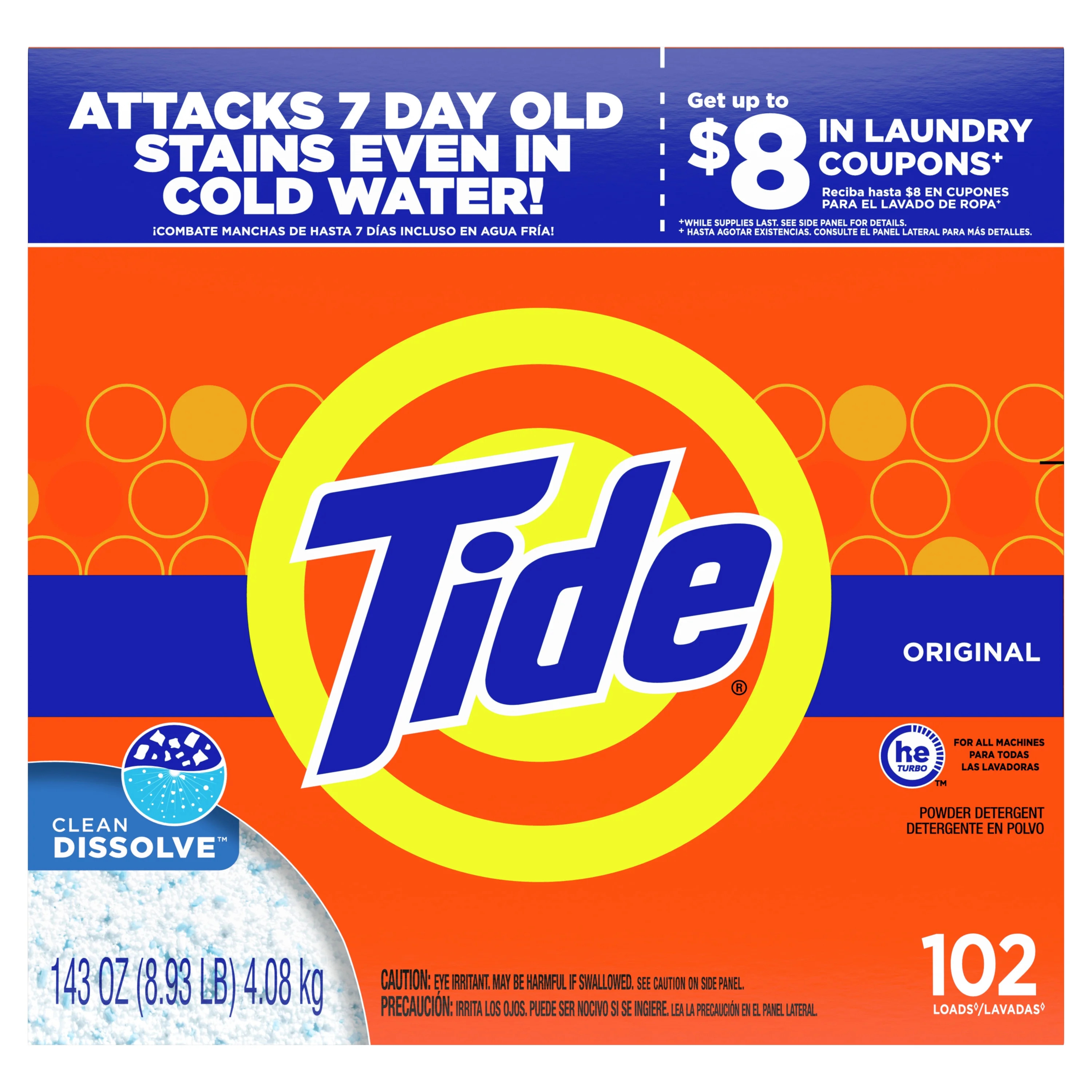 Tide Original 102 Loads, Powder Laundry Detergent, 143 Oz - Walmart.com | Walmart (US)