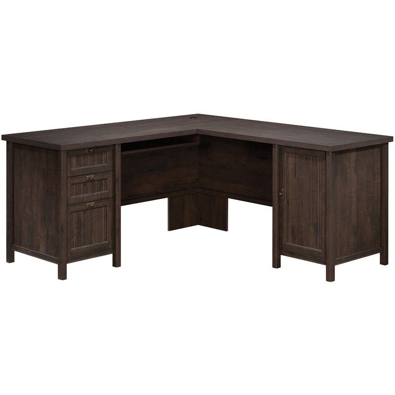 Sauder Costa L Shaped Computer Desk in Coffee Oak | Homesquare