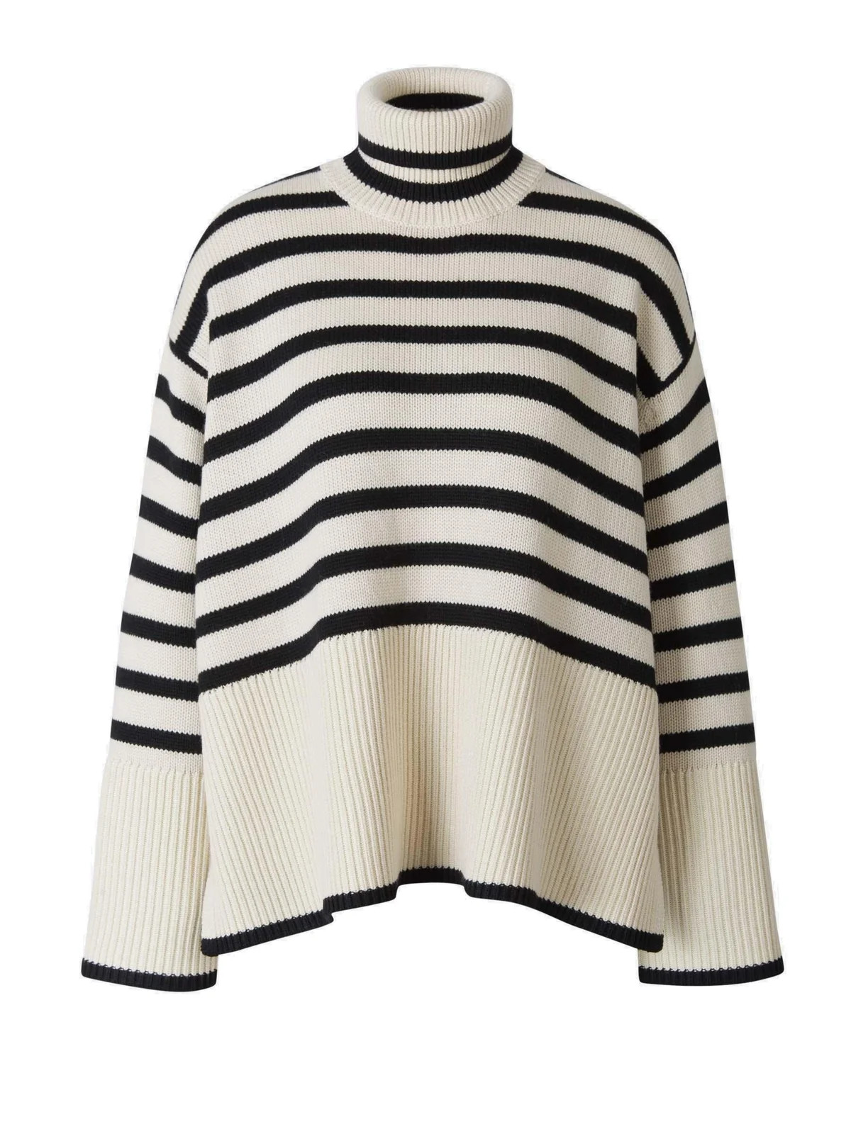 Totême Striped Turtleneck Knit Jumper | Cettire Global