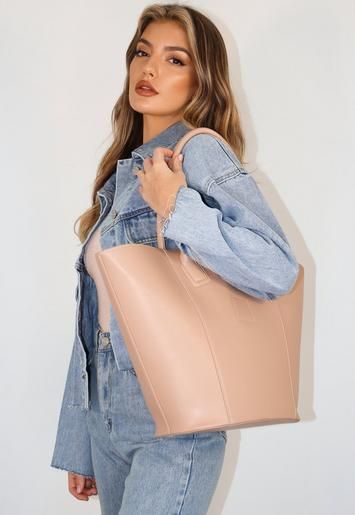 Missguided - Nude Faux Leather Large Tote Bag | Missguided (UK & IE)