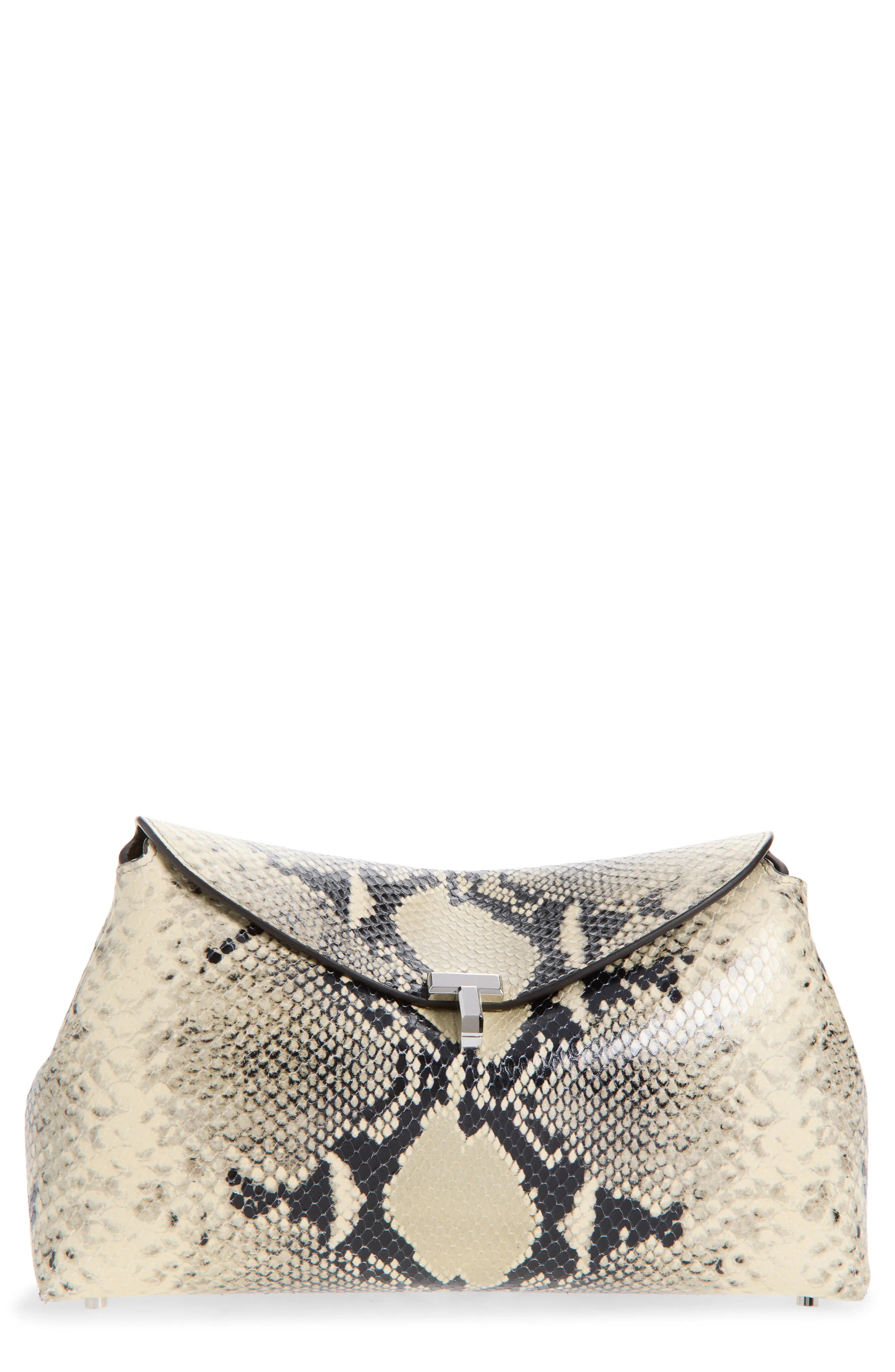 TOTEME T-Lock Python Embossed Leather Clutch (Women) | Nordstrom | Nordstrom