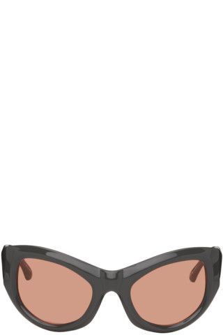 SSENSE Exclusive Gray Linda Farrow Edition Goggle Sunglasses | SSENSE