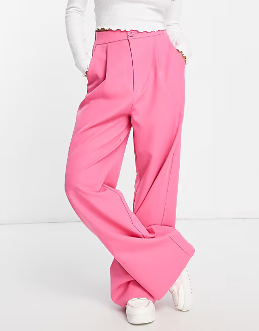 Stradivarius wide leg trouser in hot pink | ASOS (Global)