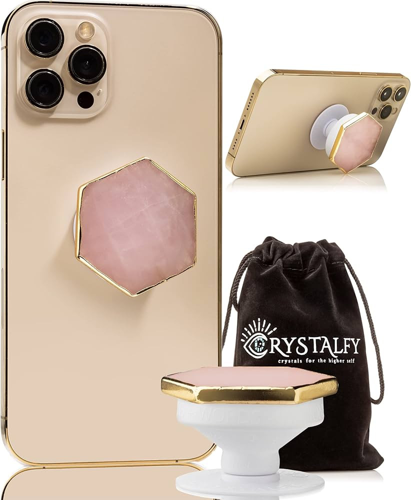 CRYSTALFY Rose Quartz Crystal Phone Grip & Phone Stand: Authentic Natural Gemstone Swappable Top,... | Amazon (US)
