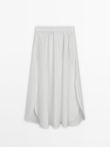 Voluminous poplin midi skirt | Massimo Dutti UK