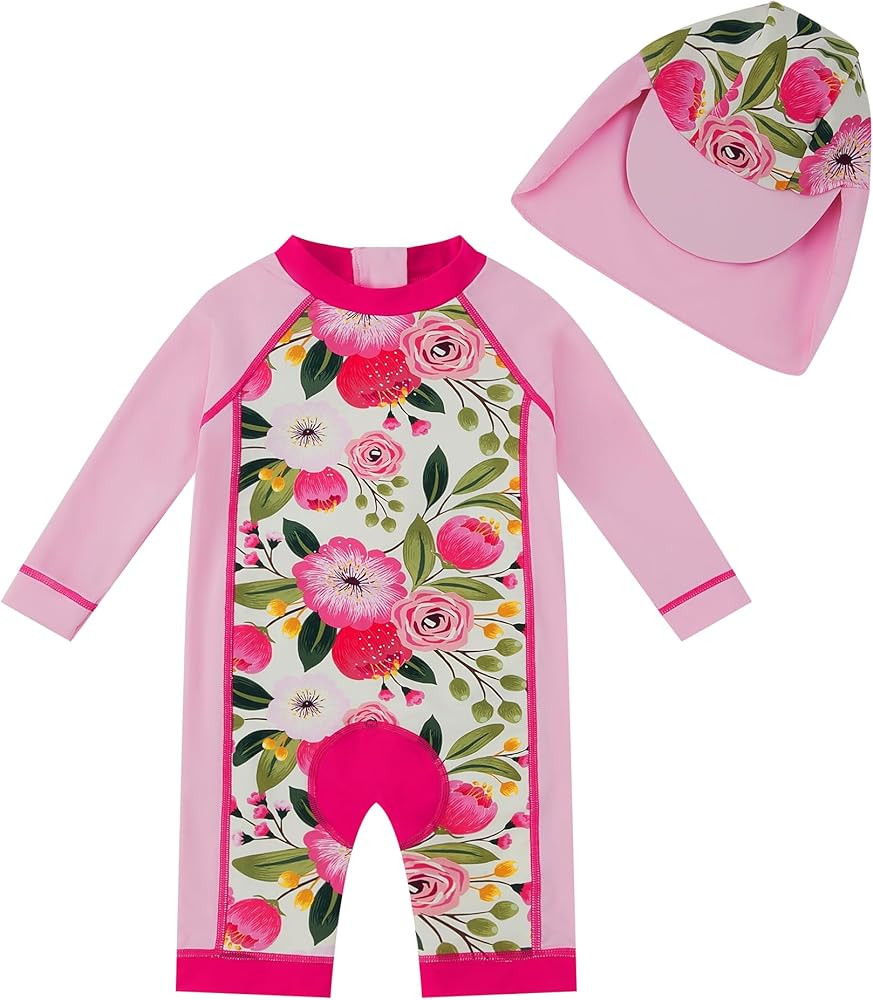 upandfast Baby/Toddler Swimsuit UPF 50+ Sun Protection One Piece Zipper Bathing Suit with Sun Hat... | Amazon (US)