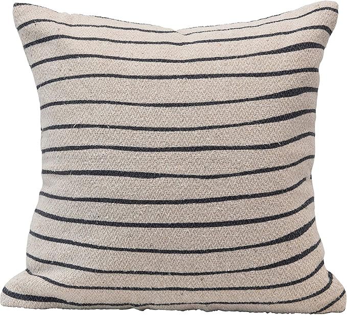 Bloomingville Recycled Cotton Blend Stripes, Black & Cream Color Pillow | Amazon (US)