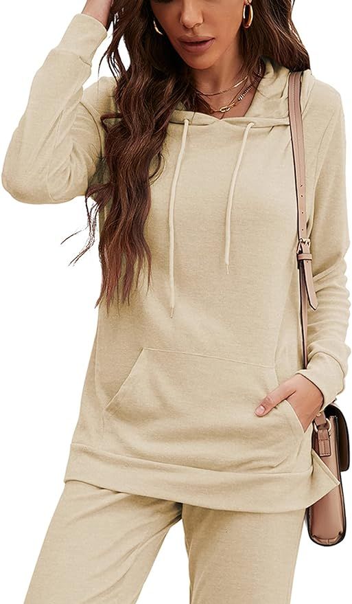 ZHENWEI Sweatsuits for Women Set Jogger Set Hoodie Two Piece Lounge Suit Long Sleeve Athletic Out... | Amazon (US)