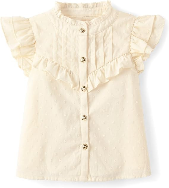 Gymboree Girls' and Toddler Short Sleeve Ruffle Blouse | Amazon (US)