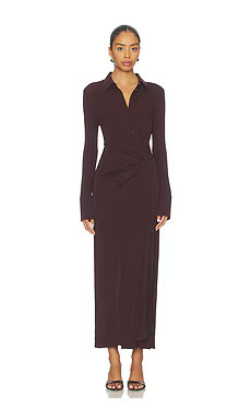 Helmut Lang Twisted Shirt Dress in Mahogany from Revolve.com | Revolve Clothing (Global)