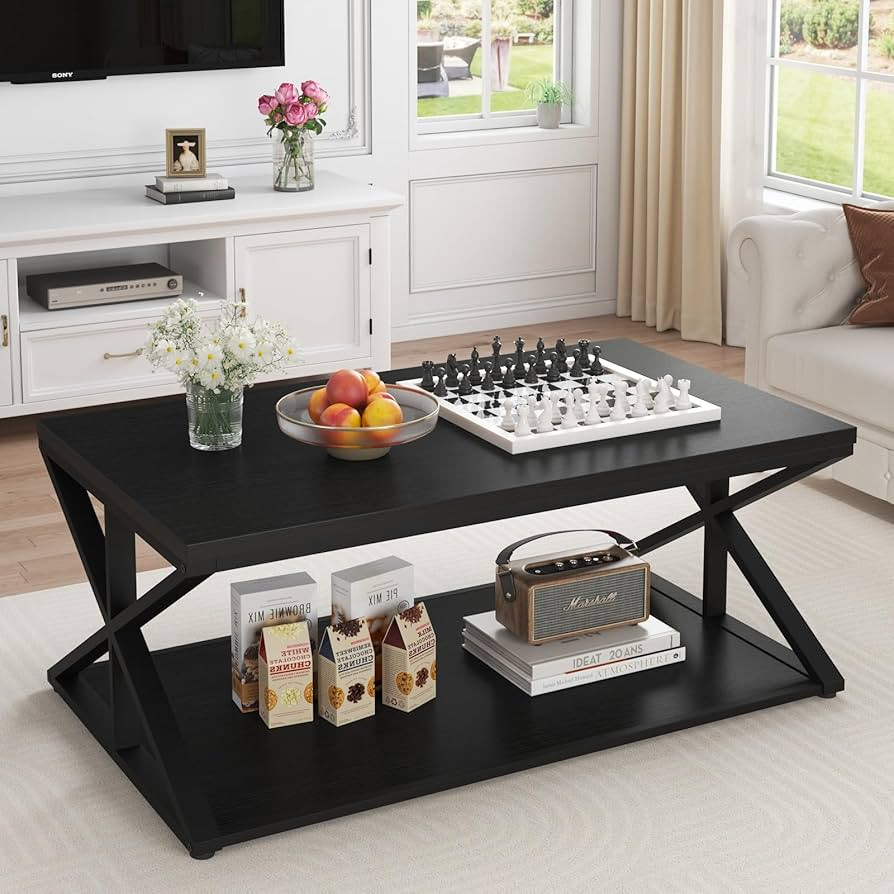 Launica Modern Coffee Table with Storage, Farmhouse Living Room Table, Minimalist Rectangle Cente... | Amazon (US)