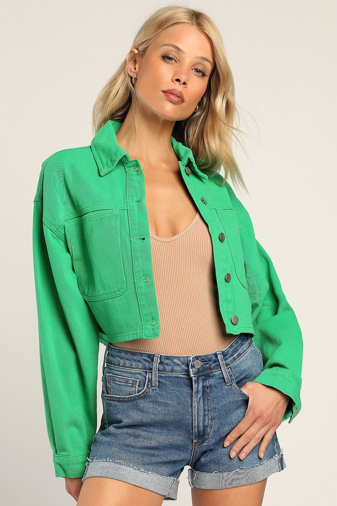 Never Jaded Green Cropped Twill Jacket | Lulus (US)