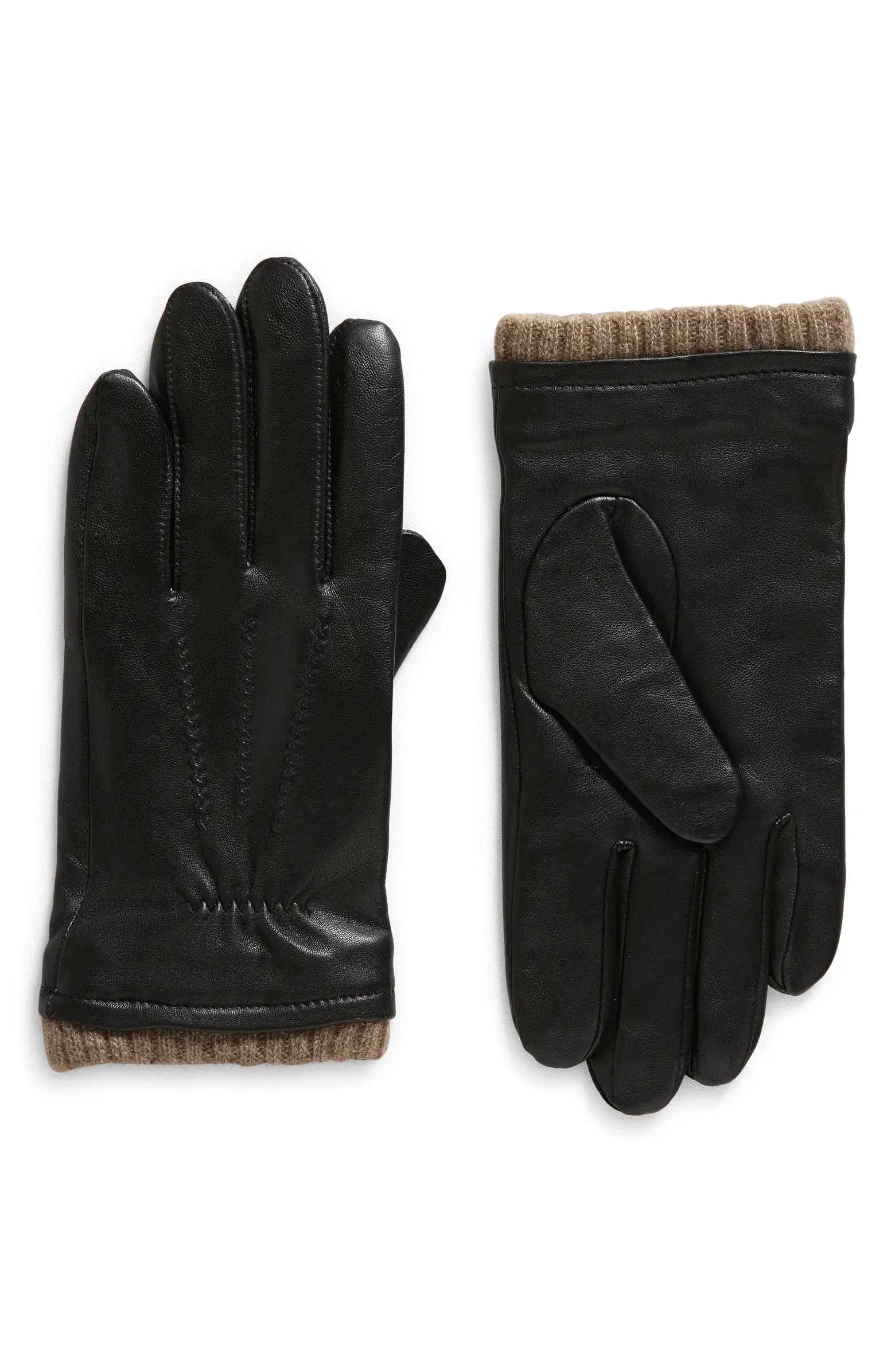Leather Cashmere Cuff Gloves | Nordstrom